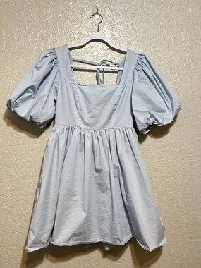 Mable Light Blue Puff Sleeve Babydoll Dress Size Small